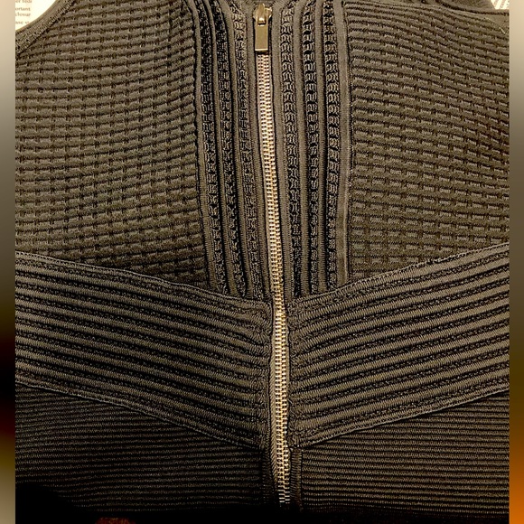 NWT Diane Von Furstenberg Barcelona Black Heavy Knit Zip Front Dress - Sz P - Picture 9 of 16